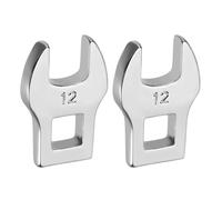 sourcing map 2 Pcs Drive Crowfoot Wrench 3/8 Inch 12mm Metric Flare Nut Wrench CR-V Steel Electroplating Open End Crowfoot Spanner for Automotive Repair Mechanics, Bright Silver