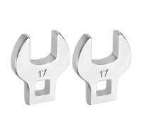 sourcing map 2 Pcs Drive Crowfoot Wrench 3/8 Inch 17mm Metric Flare Nut Wrench CR-V Steel Electroplating Open End Crowfoot Spanner for Automotive Repair Mechanics, Bright Silver