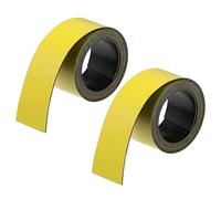 sourcing map 2 Pcs Dry Erase Magnetic Strip 1 Inch x 3.3 Feet Magnetical Sheet Labels Stickers Writable Yellow For Whiteboards Refrigerator and Crafts