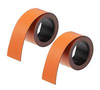 sourcing map 2 Pcs Dry Erase Magnetic Strip 1 Inch x 3.3 Feet Magnetical Sheet Labels Stickers Writable Orange For Whiteboards Refrigerator and Crafts