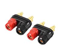 sourcing map 2 Pcs Dual Binding Post Terminal, M5 Thread Power Amplifier Speaker Connector, Banana Plug Jack Socket Red Black