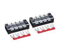sourcing map 2 Pcs Dual Row Terminal Block, 600V 45A 4 Positions Screw Terminal Block with 2PCS Pre-Insulated Barrier Strips for Power System, Home Appliances