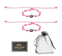 sourcing map 2 Pcs Evil Eye Bracelet, Handmade Knots Braided Rope String Adjustable Waterproof Good Luck Bracelet Set with Card & Mesh Bag for Luck Protection Women Men Gifts, Rose Pink