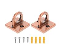 sourcing map 2 Pcs Eye Plate Hook, Zinc Alloy Metal Ceiling Hook Eye Pad Loop with 4 Screws 4 Expansion Screws for Ropes Chains Hanging Signs Barrier Lines Hanging Plants, Red Bronze