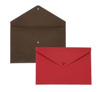 sourcing map 2 Pcs Felt File Folders, A4 Envelope Folder File Document Storage Bag Portable File Folder Organizer Case with Button Closure for Office Business(Red/Dark Brown)