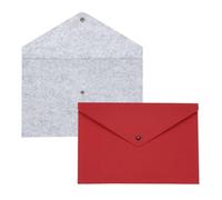 sourcing map 2 Pcs Felt File Folders, A4 Envelope Folder File Document Storage Bag Portable File Folder Organizer Case with Button Closure for Office Business(Light Brown/Red)