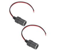 sourcing map 2 Pcs Female Car Cigarette Lighter Socket, 17 AWG 12V/24V 12A 35cm Iron Car Charger Power Female Socket Cable Plug Adapter for Powering In-Vehicle Equipment, Silver