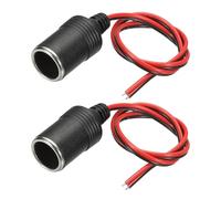sourcing map 2 Pcs Female Car Cigarette Lighter Socket, 18 AWG 12V/24V 10A 50cm/19.69 Inch Car Charger Power Cigarette Lighter Socket for Powering In-Vehicle Equipment, Silver