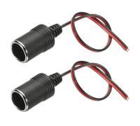 sourcing map 2 Pcs Female Socket Cable Plug Adapter, 12V / 24V 10A 30cm Car Charger Power Cigarette Lighter Car Cigarette Lighter Socket for Powering In-Vehicle Equipment, Silver