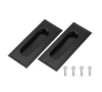 sourcing map 2 Pcs Finger Flush Pulls, 4.3" Stainless Steel Rectangle Sliding Door Handle Recessed Pocket Door Pull with Invisible Screw Hole for Home Bathroom Barn Closet Window, Black