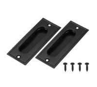 sourcing map 2 Pcs Finger Flush Pulls, 4.3" Stainless Steel Rectangle Sliding Door Handle Recessed Pocket Door Pull with Screws for Home Bathroom Barn Closet Window, Black