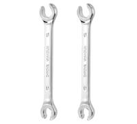 sourcing map 2 Pcs Flare Nut Wrench 10mm x 12mm Metric Double Open End Thick Spanner Mirror Polish Finish 45# Steel Brake Line Wrench for Fuel Tube Hose Transmission Line, Silver