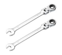 sourcing map 2 Pcs Flex-Head Ratcheting Combination Wrench 10mm 72-Teeth Metric Standard Ratchet Box and Open End CR-V Steel Double Ended Wrench for Fasteners Nuts Bolts