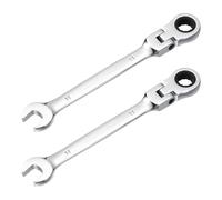 sourcing map 2 Pcs Flex-Head Ratcheting Combination Wrench 11mm 72-Teeth Metric Standard Ratchet Box and Open End CR-V Steel Double Ended Wrench for Fasteners Nuts Bolts