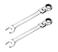sourcing map 2 Pcs Flex-Head Ratcheting Combination Wrench 17mm 72-Teeth Metric Standard Ratchet Box and Open End CR-V Steel Double Ended Wrench for Fasteners Nuts Bolts