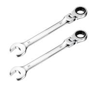 sourcing map 2 Pcs Flex-Head Ratcheting Combination Wrench 21mm 72-Teeth Metric Standard Ratchet Box and Open End CR-V Steel Double Ended Wrench for Fasteners Nuts Bolts