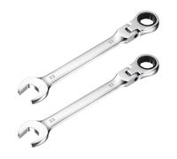 sourcing map 2 Pcs Flex-Head Ratcheting Combination Wrench 22mm 72-Teeth Metric Standard Ratchet Box and Open End CR-V Steel Double Ended Wrench for Fasteners Nuts Bolts