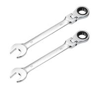 sourcing map 2 Pcs Flex-Head Ratcheting Combination Wrench 23mm 72-Teeth Metric Standard Ratchet Box and Open End CR-V Steel Double Ended Wrench for Fasteners Nuts Bolts