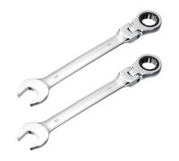sourcing map 2 Pcs Flex-Head Ratcheting Combination Wrench 24mm 72-Teeth Metric Standard Ratchet Box and Open End CR-V Steel Double Ended Wrench for Fasteners Nuts Bolts
