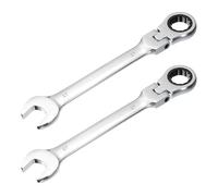 sourcing map 2 Pcs Flex-Head Ratcheting Combination Wrench 27mm 72-Teeth Metric Standard Ratchet Box and Open End CR-V Steel Double Ended Wrench for Fasteners Nuts Bolts
