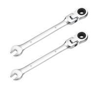 sourcing map 2 Pcs Flex-Head Ratcheting Combination Wrench 6mm 72-Teeth Metric Standard Ratchet Box and Open End CR-V Steel Double Ended Wrench for Fasteners Nuts Bolts