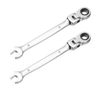 sourcing map 2 Pcs Flex-Head Ratcheting Combination Wrench 8mm 72-Teeth Metric Standard Ratchet Box and Open End CR-V Steel Double Ended Wrench for Fasteners Nuts Bolts