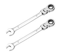 sourcing map 2 Pcs Flex-Head Ratcheting Combination Wrench 9mm 72-Teeth Metric Standard Ratchet Box and Open End CR-V Steel Double Ended Wrench for Fasteners Nuts Bolts