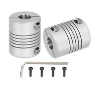 sourcing map 2 Pcs Flexible Couplings 5mm to 10mm Aluminum Alloy Joint Connector, Flexible Shaft Couplings Motor Coupler with Wrench for 3D Printer CNC Machine DIY Encoder D25 x L30mm