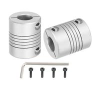 sourcing map 2 Pcs Flexible Couplings 5mm to 12mm Aluminum Alloy Joint Connector, Flexible Shaft Couplings Motor Coupler with Wrench for 3D Printer CNC Machine DIY Encoder D25 x L30mm