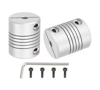 sourcing map 2 Pcs Flexible Couplings 5mm to 5mm Aluminum Alloy Joint Connector, Flexible Shaft Couplings Motor Coupler with Wrench for 3D Printer CNC Machine DIY Encoder D25 x L30mm