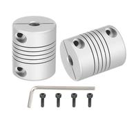 sourcing map 2 Pcs Flexible Couplings 5mm to 6mm Aluminum Alloy Joint Connector, Flexible Shaft Couplings Motor Coupler with Wrench for 3D Printer CNC Machine DIY Encoder D25 x L30mm