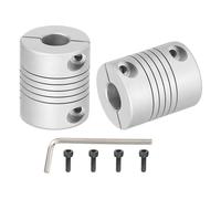 sourcing map 2 Pcs Flexible Couplings 6.35mm to 10mm Aluminum Alloy Joint Connector, Flexible Shaft Couplings Motor Coupler with Wrench for 3D Printer CNC Machine DIY Encoder D25 x L30mm