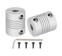 sourcing map 2 Pcs Flexible Couplings 6.35mm to 8mm Aluminum Alloy Joint Connector, Flexible Shaft Couplings Motor Coupler with Wrench for 3D Printer CNC Machine DIY Encoder D25 x L30mm