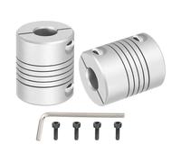 sourcing map 2 Pcs Flexible Couplings 8mm to 10mm Aluminum Alloy Joint Connector, Flexible Shaft Couplings Motor Coupler with Wrench for 3D Printer CNC Machine DIY Encoder D25 x L30mm