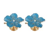 sourcing map 2 Pcs Flower Knobs, Metal Cabinet Drawer Knob Flower Petal Handles Dresser Knobs for Cupboard Cabinet Closet Door Pulls Decorative Furniture, Dark Blue