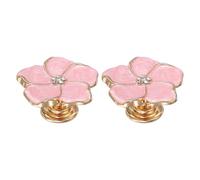 sourcing map 2 Pcs Flower Knobs, Metal Cabinet Drawer Knob Rhinestones Flower Petal Handles Dresser Knobs for Cupboard Cabinet Closet Door Pull Decorative Furniture, Pink