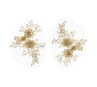 sourcing map 2 Pcs Flower Lace Appliques 3D Embroidery Lace Patch Sewing Addition Embellishments for Wedding Bridal Dress Clothes DIY Crafts Accessories Lace Decoration, Dark Gold (20cm)