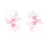 sourcing map 2 Pcs Flower Lace Appliques 3D Embroidery Lace Patch Sewing Addition Embellishments for Wedding Bridal Dress Clothes DIY Crafts Accessories Lace Decoration, Pink (20cm)
