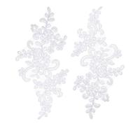 sourcing map 2 Pcs Flower Lace Appliques 3D Embroidery Lace Patch Sewing Addition Embellishments for Wedding Bridal Dress Clothes DIY Crafts Accessories Lace Decoration, Bright White (23cm)