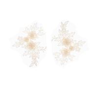 sourcing map 2 Pcs Flower Lace Appliques 3D Embroidery Lace Patch Sewing Addition Embellishments for Wedding Bridal Dress Clothes DIY Crafts Accessories Lace Decoration, Beige (20cm)
