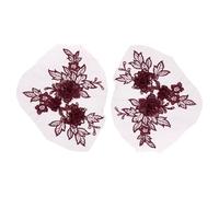 sourcing map 2 Pcs Flower Lace Appliques 3D Embroidery Lace Patch Sewing Addition Embellishments for Wedding Bridal Dress Clothes DIY Crafts Accessories Lace Decoration, Burgundy (20cm)