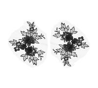 sourcing map 2 Pcs Flower Lace Appliques 3D Embroidery Lace Patch Sewing Addition Embellishments for Wedding Bridal Dress Clothes DIY Crafts Accessories Lace Decoration, Black (20cm)