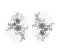 sourcing map 2 Pcs Flower Lace Appliques 3D Embroidery Lace Patch Sewing Addition Embellishments for Wedding Bridal Dress Clothes DIY Crafts Accessories Lace Decoration, Silver (20cm)
