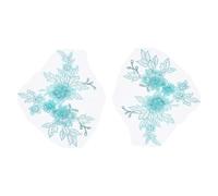 sourcing map 2 Pcs Flower Lace Appliques 3D Embroidery Lace Patch Sewing Addition Embellishments for Wedding Bridal Dress Clothes DIY Crafts Accessories Lace Decoration, Light Blue (20cm)