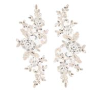 sourcing map 2 Pcs Flower Lace Appliques 3D Embroidery Lace Sequin Patch Sewing Addition Embellishments for Wedding Bridal Dress Clothes DIY Crafts Accessories Decoration, Gold (24cm)
