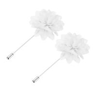 sourcing map 2 Pcs Flower Lapel Pin, Lapel Pin for Men Suits Boutonnieres Handmade Satin Flower Men Brooch Accessories for Wedding Anniversary Graduation Party, White