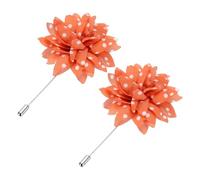 sourcing map 2 Pcs Flower Lapel Pin, Lapel Pin for Men Suits Boutonnieres Handmade Satin Flower with Polka Dots Brooch Accessories for Wedding Anniversary Graduation, Orange/White Polka Dot