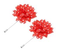 sourcing map 2 Pcs Flower Lapel Pin, Lapel Pin for Men Suits Boutonnieres Handmade Satin Flower with Polka Dots Brooch Accessories for Wedding Anniversary Graduation, Red/White Polka Dot