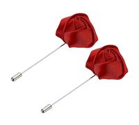 sourcing map 2 Pcs Flower Lapel Pin, Lapel Pin for Men Suits Boutonnieres Handmade Satin Rose Men Brooch Accessories for Wedding Anniversary Graduation Party, Burgundy