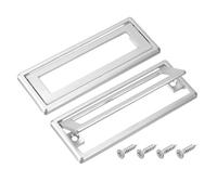sourcing map 2 Pcs Flush Pull Handle, 3.8 Inch Hole Center Hidden Recessed Furniture Grip Cabinets Door Square Pull Ring Handles with Screws for Drawers Cupboard, 4.5 Inch Length, Silver